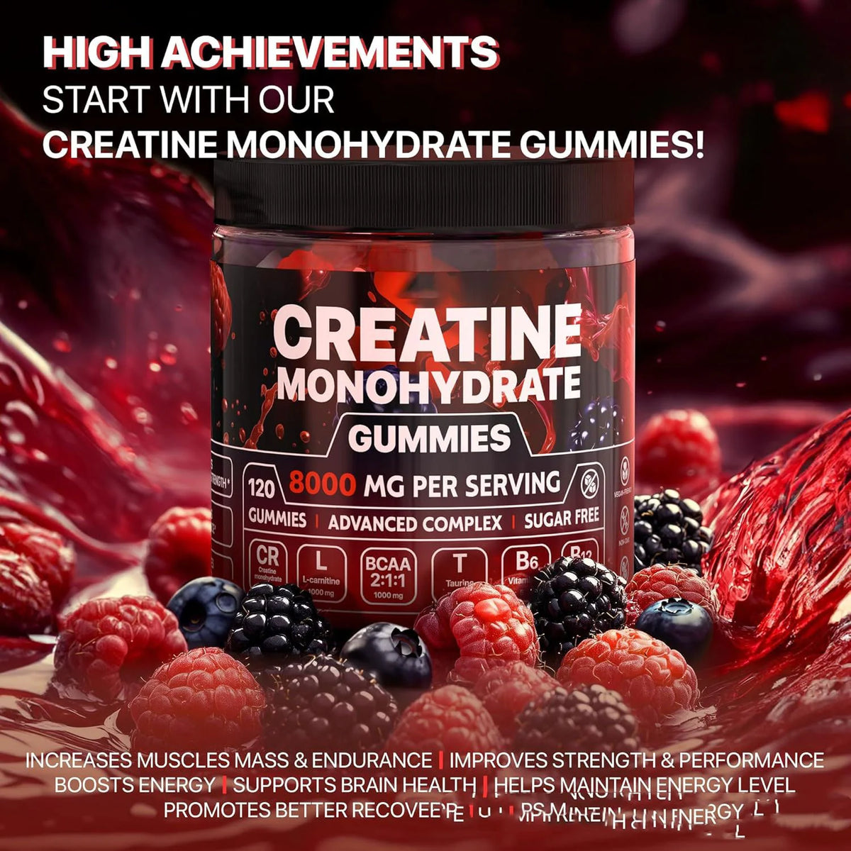 Muscle Boost Daily Wellness Gummies Strawberry Flavor