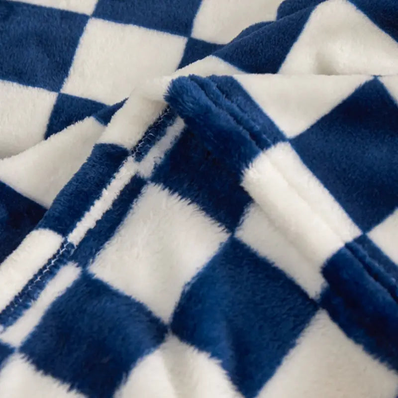 Blue & White Plaid Flannel Blanket