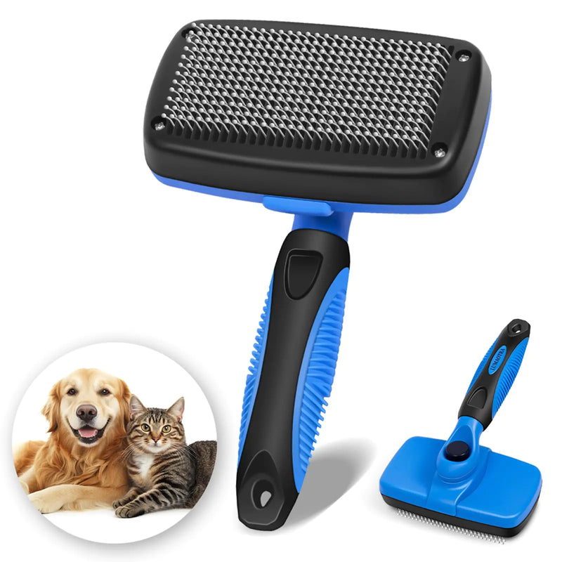 Self Cleaning Slicker Brush for Dogs & Cats，Dog brush for shedding，Cat grooming supplies，Dog brush for long haired dogs，Short-haired dog brushDog hair brushPet brush