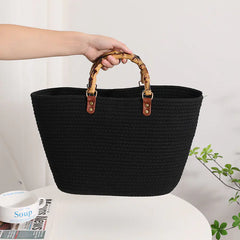 Striped Large Capacity Cotton Yarn Woven Tote Bag