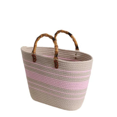 Striped Large Capacity Cotton Yarn Woven Tote Bag