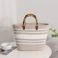 Striped Large Capacity Cotton Yarn Woven Tote Bag